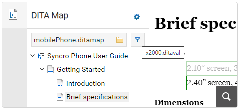 Set DITAVAL Filter File in DITA Map Pane