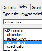 Screen capture showing a multi-level index in a Help system