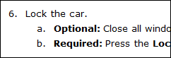 Screen capture showing typical rendering of step with importance attribute set