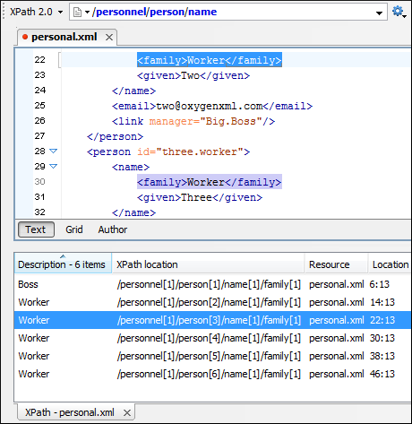 XPath Expression Results View