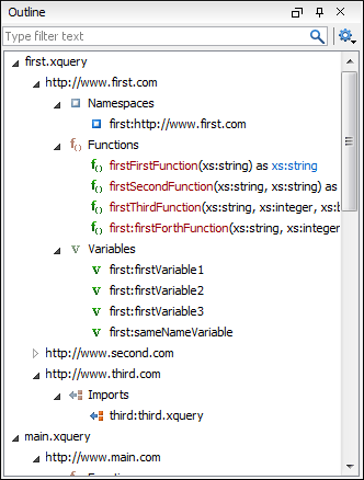 XQuery Outline View