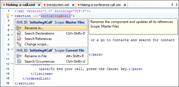 Search and Refactor Support for ID/IDREFS