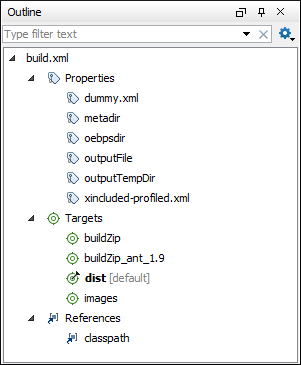 Outline View for Ant Build Files