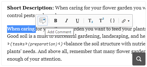 Add Comment from the Floating Toolbar