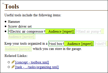 Conditional Text in a DITA topic