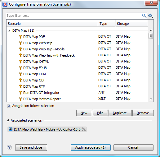 Transformation Scenario for a DITA Map