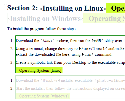 Conditional Text in a Docbook article