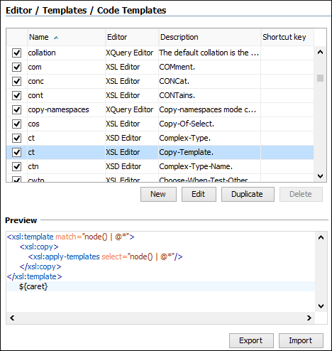 XSLT Code Templates