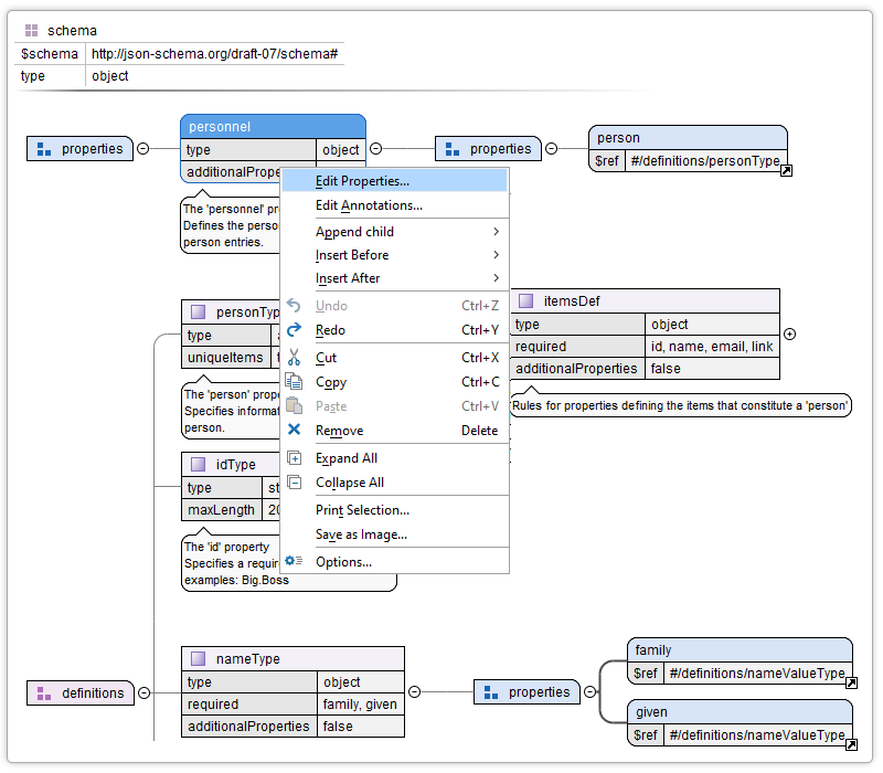 JSON Schema Editor Design Mode