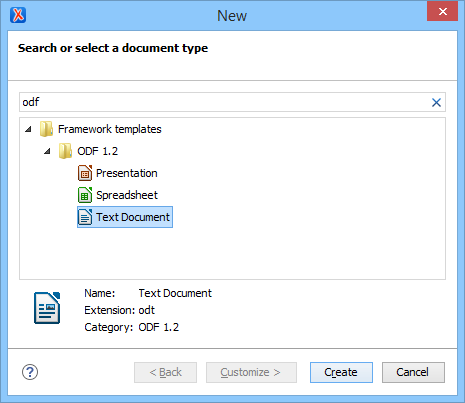 XML EditorOpen Document Format (ODF)