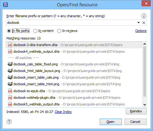 Open/Find Resource Dialog