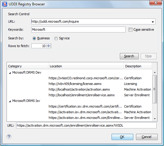 UDDI Registry Browser