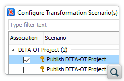 Built-in Transformation Scenarios for a DITA-OT Project File