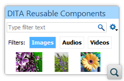 Media Resources Presented in DITA Reusable Components View