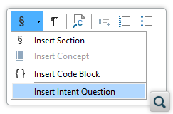 New Action to Insert Intent Question Within DITA Topic