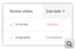 List of Review Tasks is Sortable