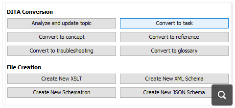 DITA Conversion Actions