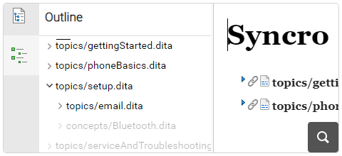 Outline Pane Distinguishes Nodes Filtered by DITAVAL