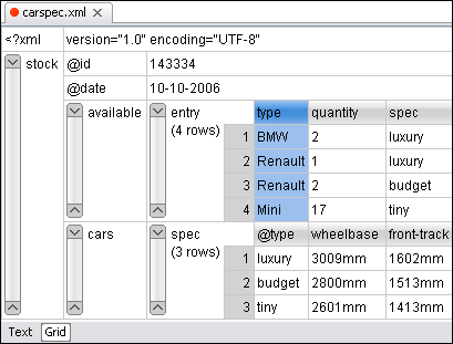 XML Grid Editor Sample