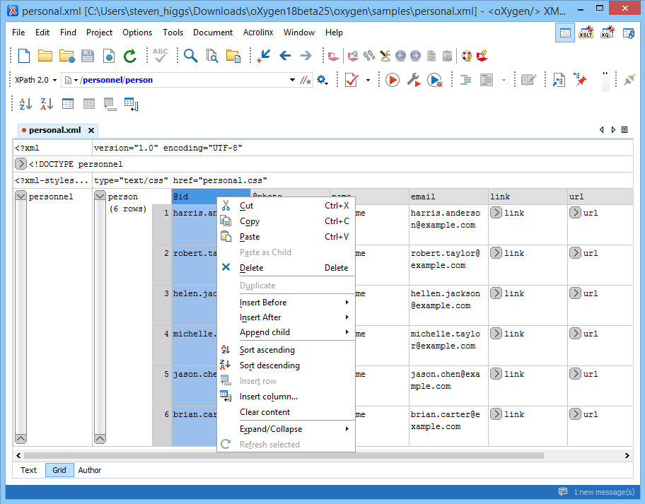 text editor for xml document creation