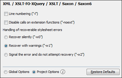 Setting options to the project level
