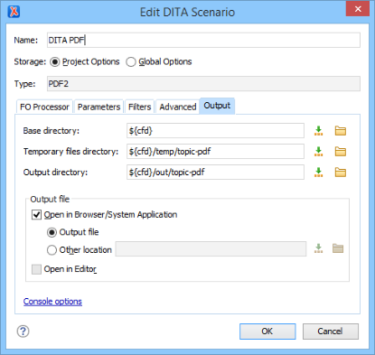Setting scenarios to the project level