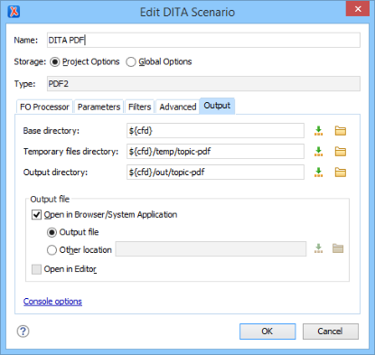 Setting scenarios to the project               level