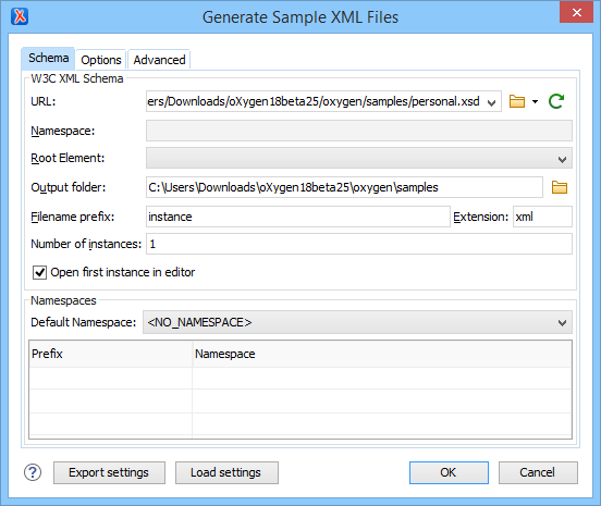 Generate Sample XML Files