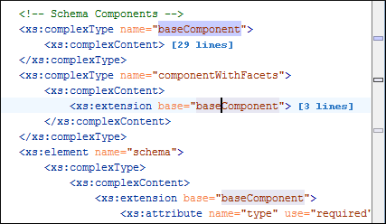 Component occurrences highlighted into the XSL source
